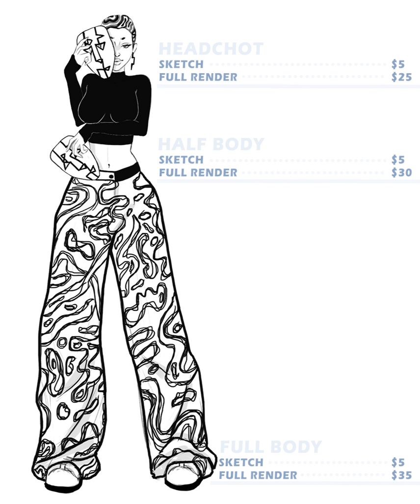 The listed prices are for personal use only. For commercial use commissions cost +50%